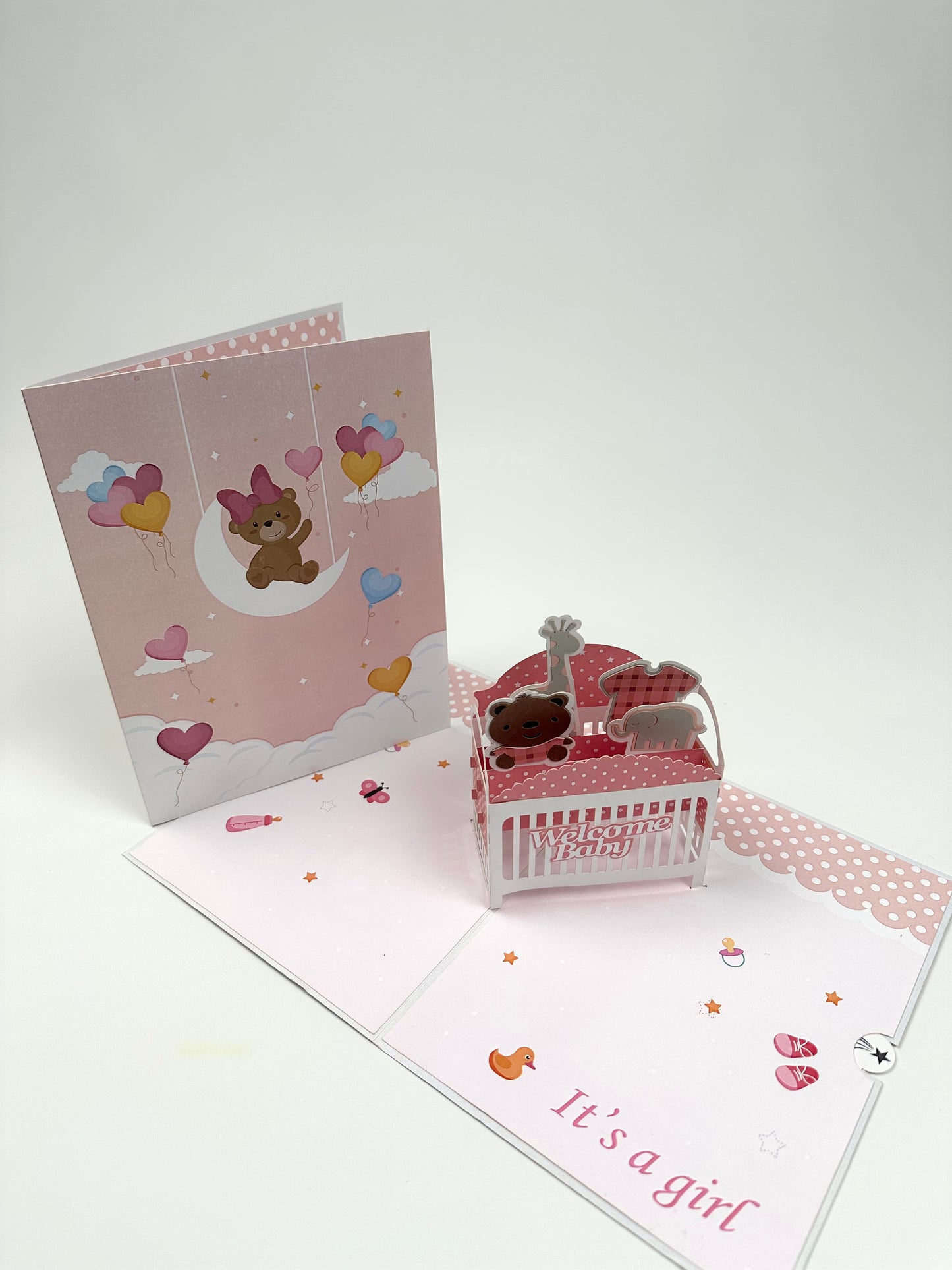 Welcome Baby Girl 3D Pop-up Card