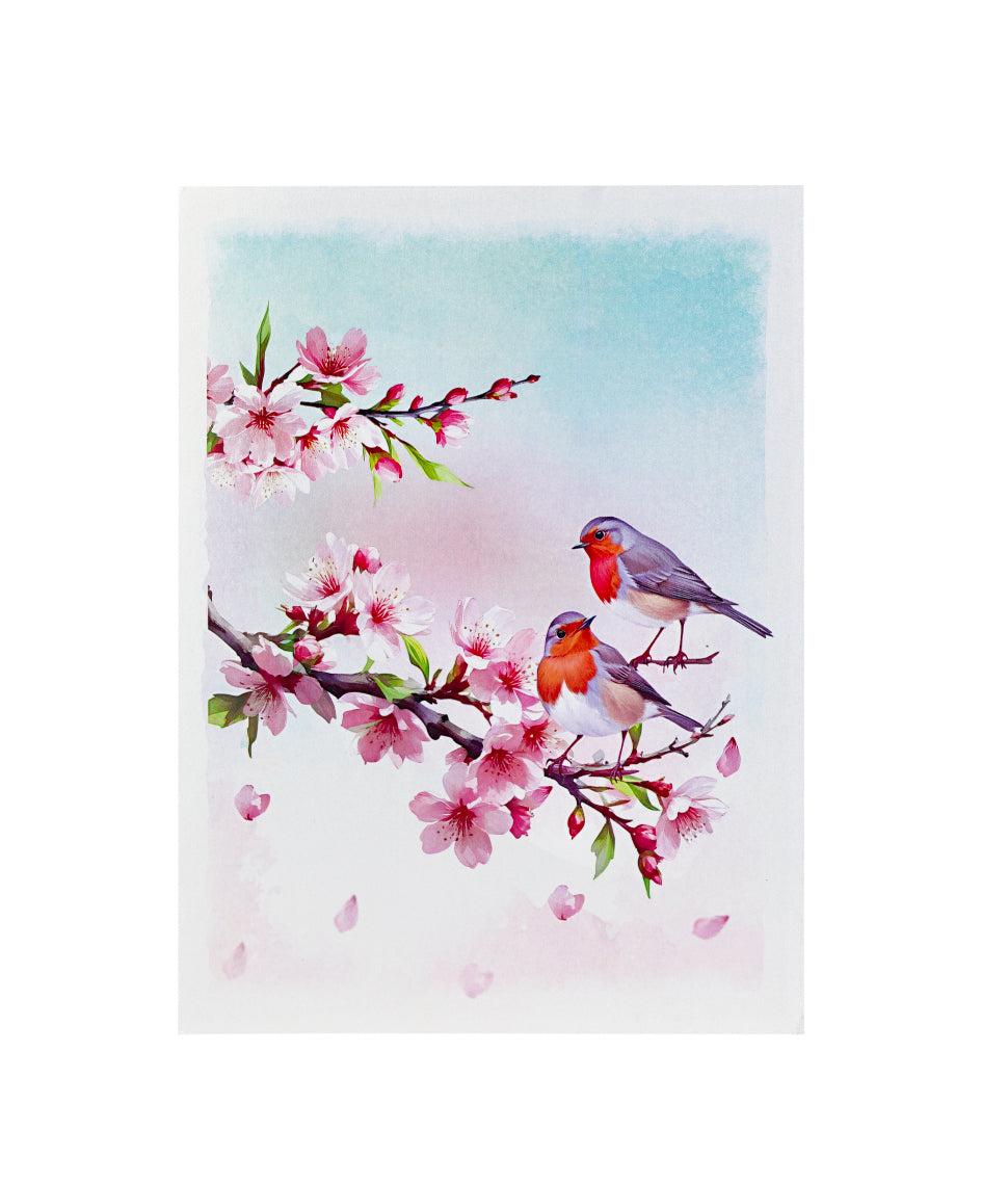 Cherry Blossoms with Robins Pop Up Card