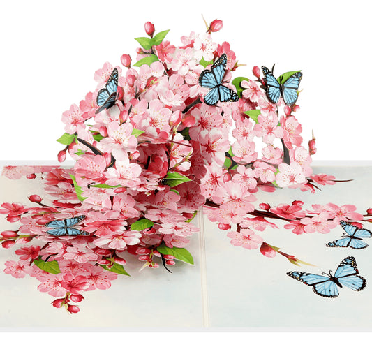 Cherry Blossoms with Butterflies 3D Pop-up Card