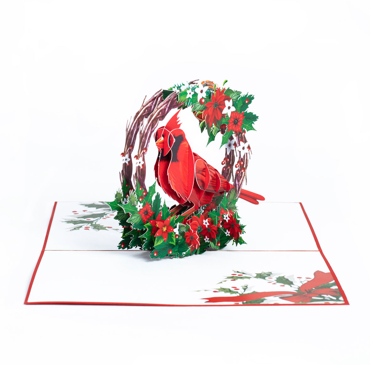 Christmas Cardinal with a Wreath Pop Up Card