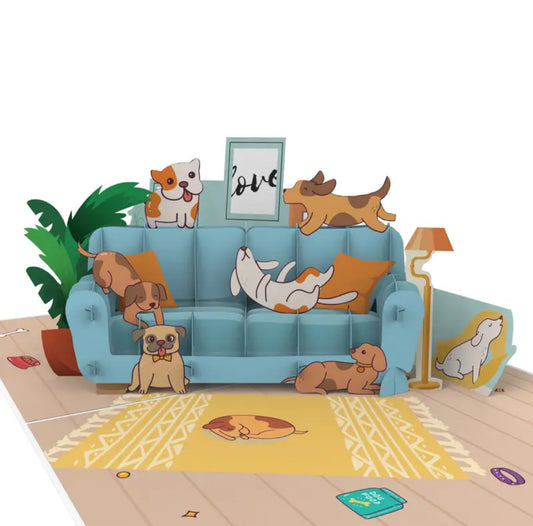 Dogs Playing on the Sofa