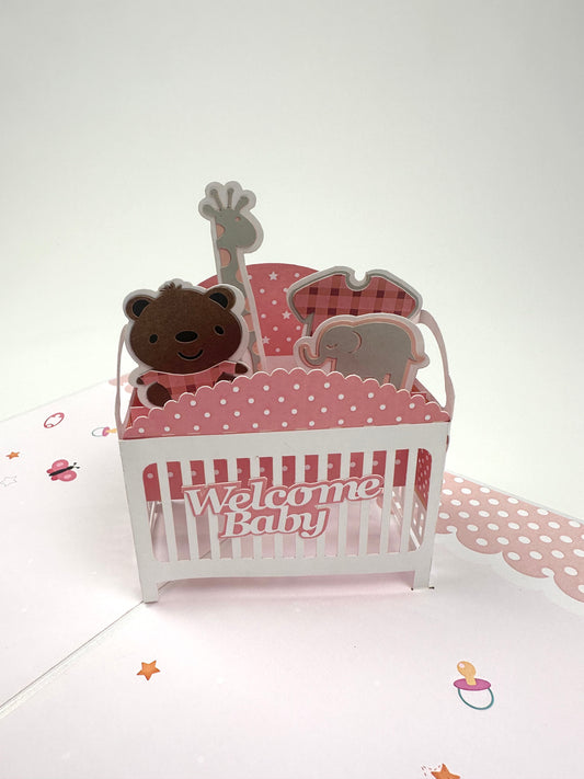 Welcome Baby Girl 3D Pop-up Card